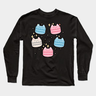 Transgender Kawaii Macaron Cats Long Sleeve T-Shirt